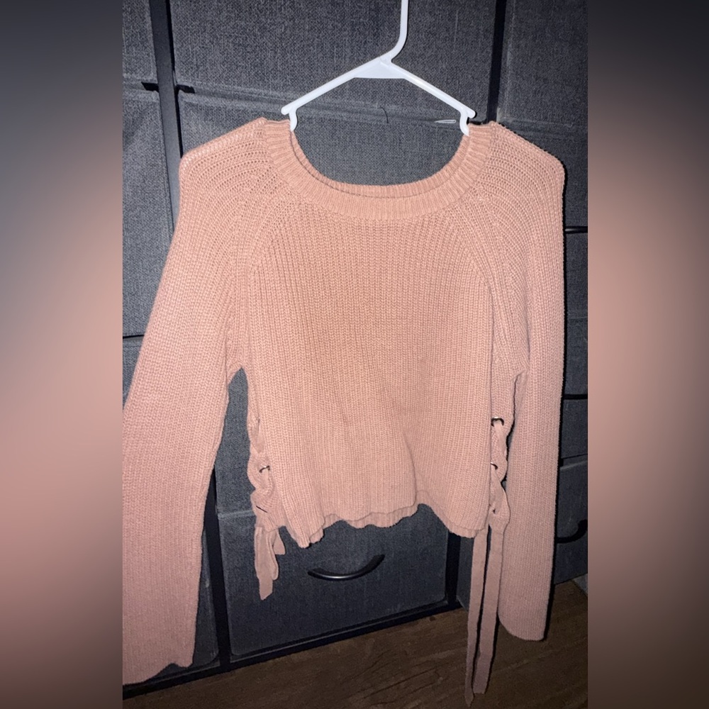 Cozy Pink Knit Sweater with Side Ties